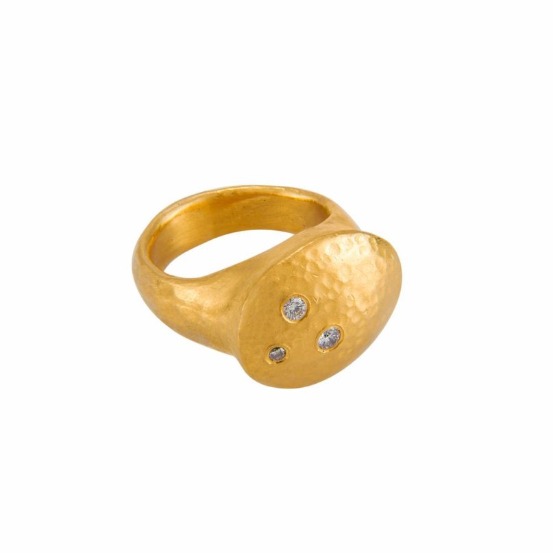 Rings Yossi Harari  | 24K Gold Three Diamond Rachel Ring